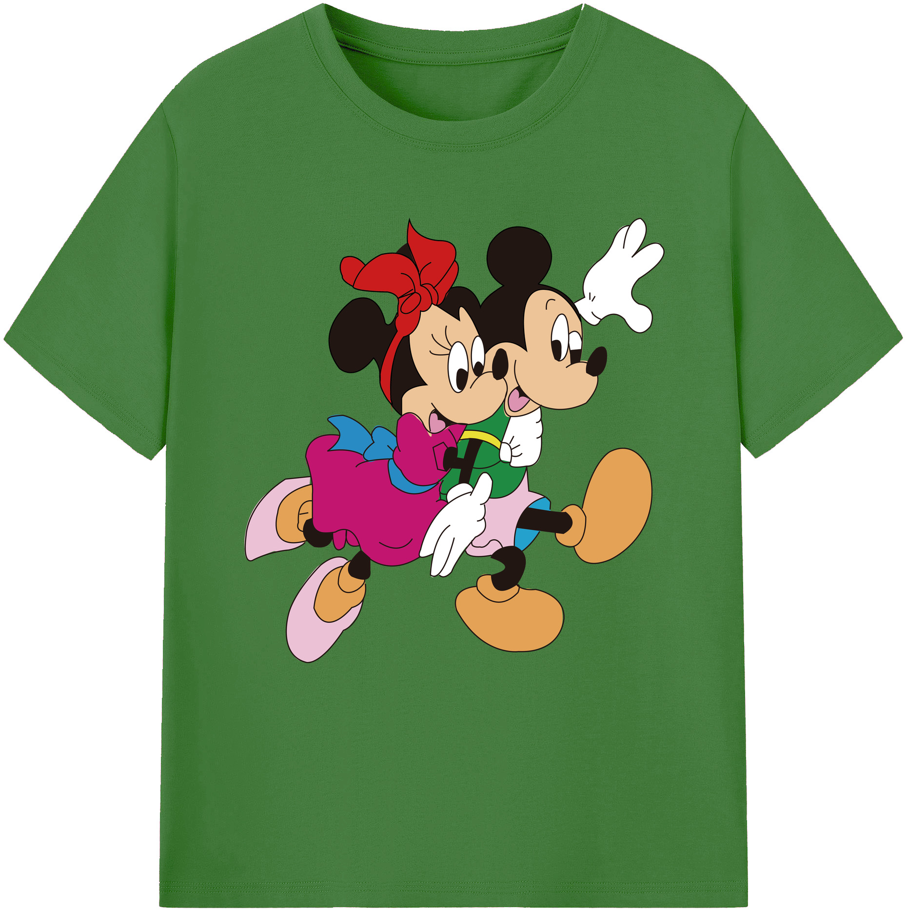 （画像用） ミッキーマウス Mickey Mouse レディースカジュアルプリントTシャツ（綿100％）